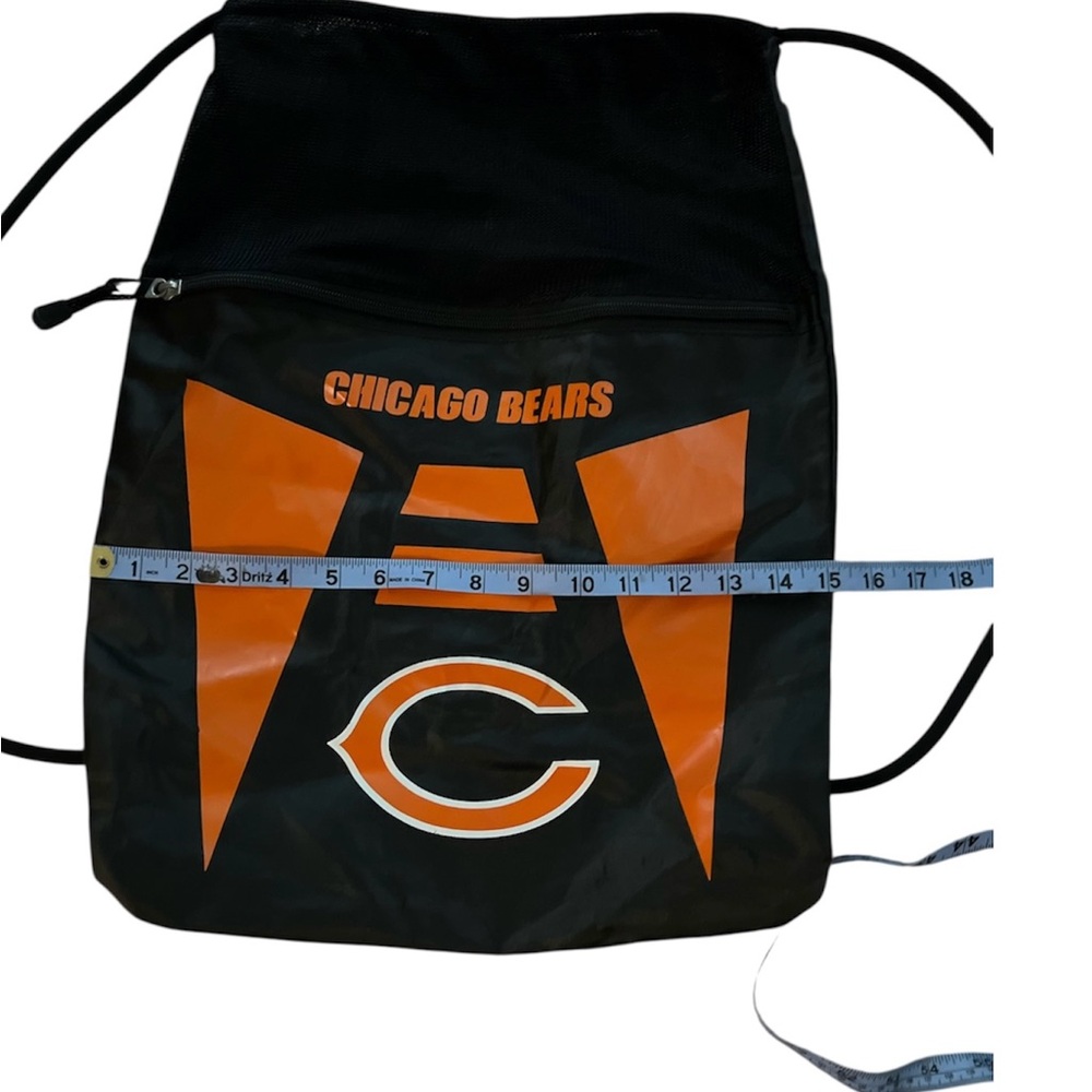 NFL Chicago Bears Dark Navy Blue/Orange Front Zipper Cinched Backsack Unisex - Picture 5 of 10